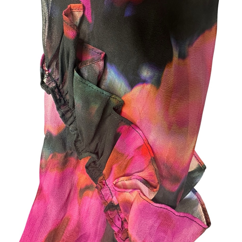 Like New Generation Love Joni Floral Sleeve Silk Top xs - Picture 7 of 13